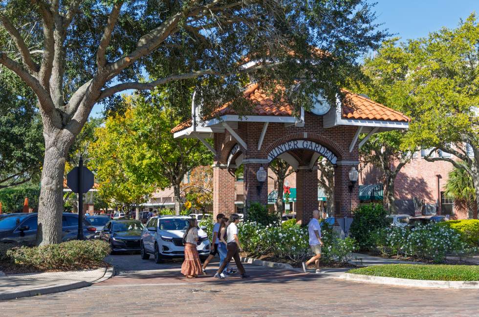 Rua charmosa em Winter Garden, na região de Orlando